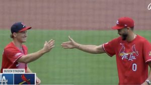 St. Louis Natives Jayson Tatum, Matthew Tkachuk Throw First Pitch at Cardinals Game