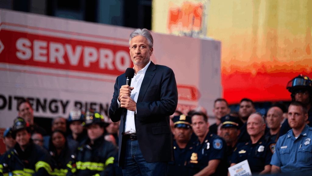 Jon Stewart hosts First Responders Day ceremony in Times Square today at 11am