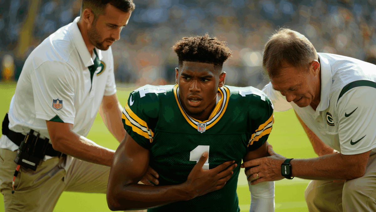 Christian Watson takes hit in 3rd quarter of Broncos game, questionable to return with chest injury