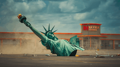 Statue of Liberty replica topples in shocking storm, massive 115ft structure crashes in Brazil