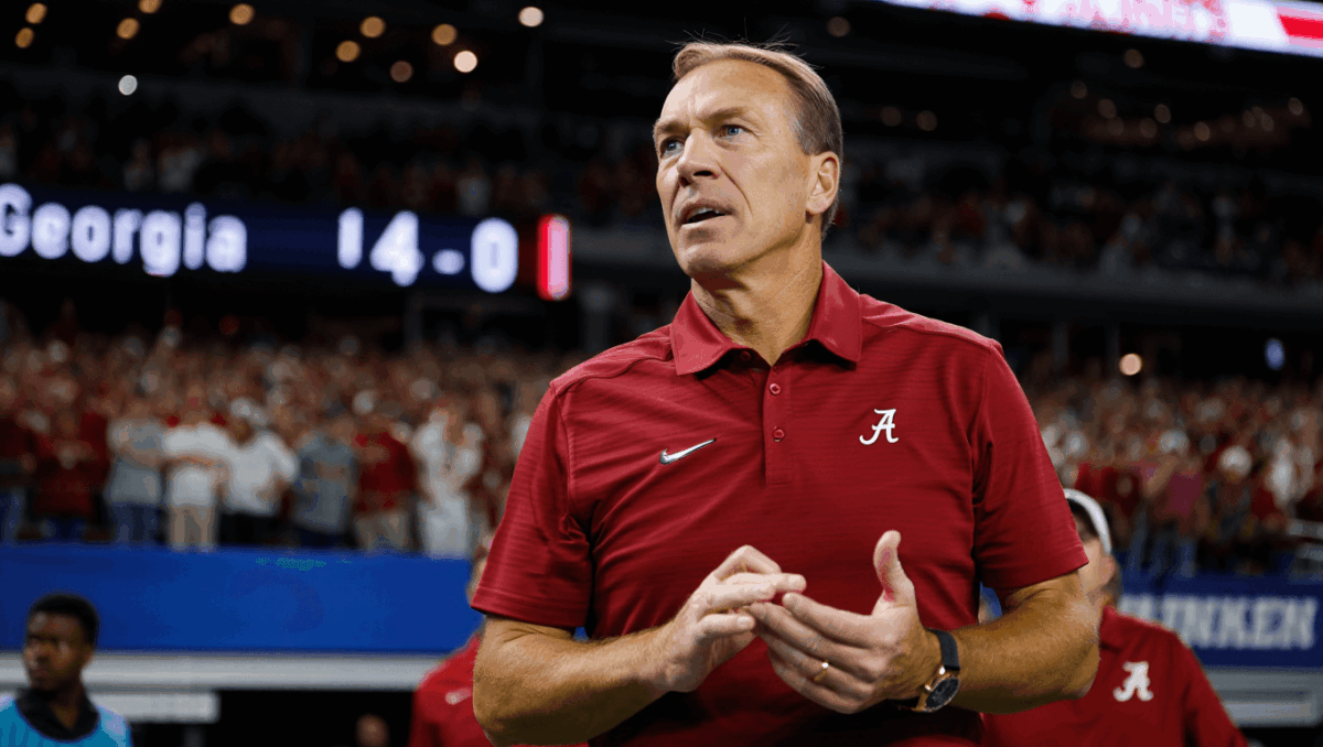Alabama football coach Kalen DeBoer faces Georgia in SEC Championship showdown, Crimson Tide trailing at halftime