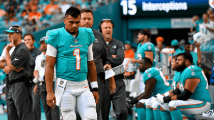Tua Tagovailoa stats show 15 INTs as Dolphins bench struggling QB for rookie Quinn Ewers