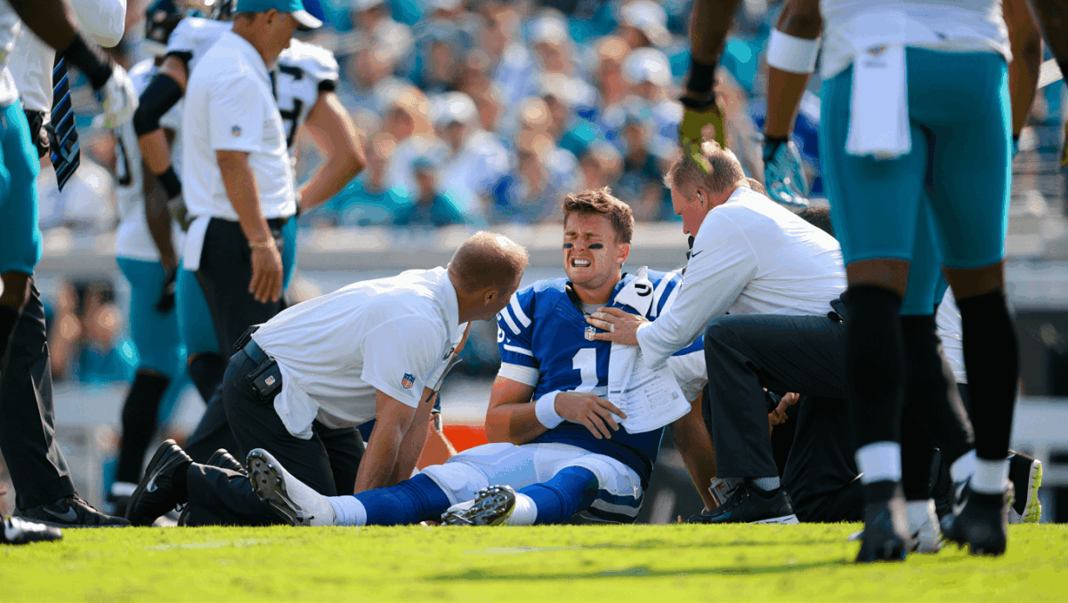 Colts QB Daniel Jones suffers season-ending torn Achilles, rookie Riley Leonard takes over in loss to Jaguars