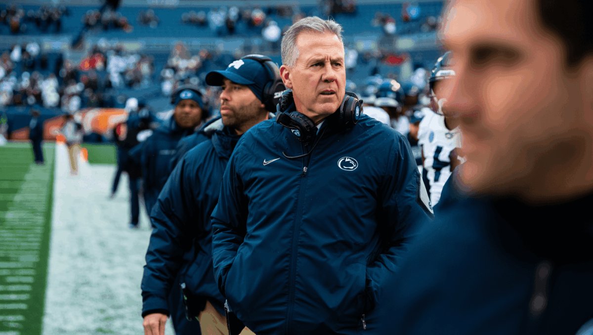 Penn State head coach Matt Campbell watches interim Terry Smith lead final game in Pinstripe Bowl vs Clemson at noon