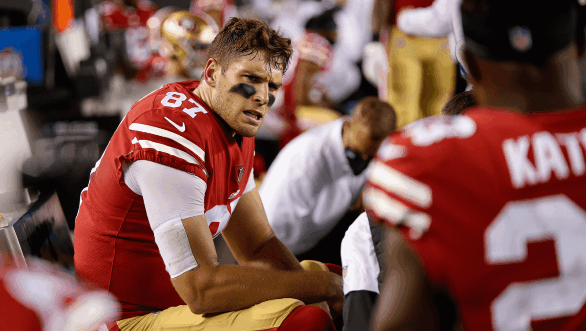 George Kittle carted off with ankle sprain in playoff game vs Eagles