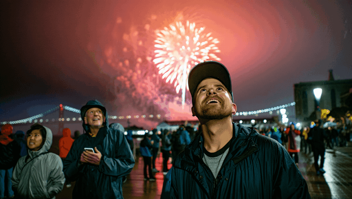 Fireworks illuminate San Francisco Bay at midnight tonight despite rain, here's where to watch from the Embarcadero