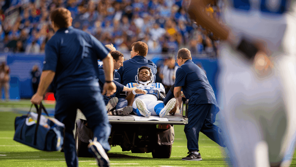 Rice player injury stops play in Texas State game, medical personnel remove athlete with neck injury