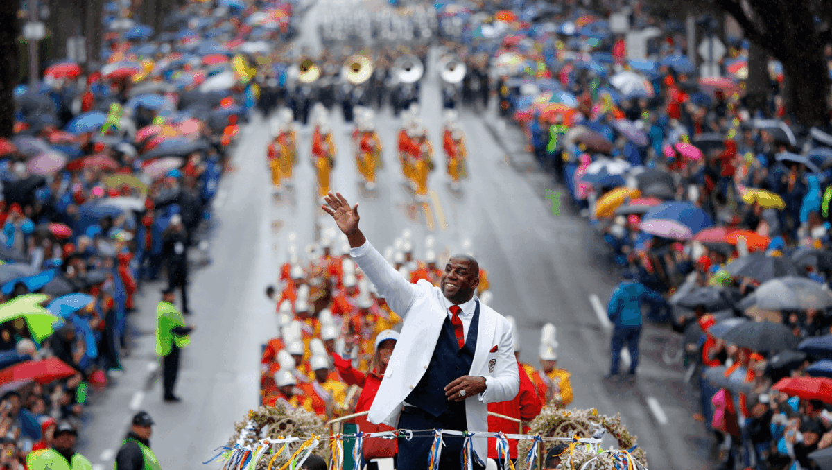 Rose Parade debuts this morning with Magic Johnson as grand marshal, first rain in 20 years set to make history