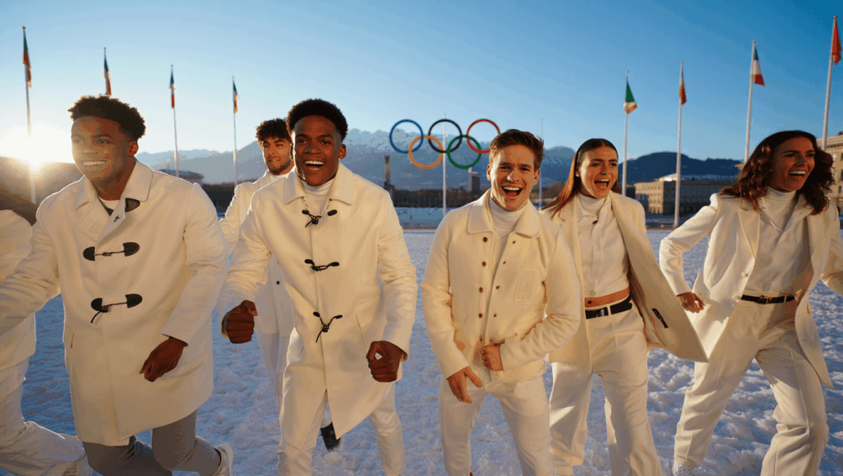 USA Olympic gear features Ralph Lauren winter-white coat, Nike, Skims for athletes