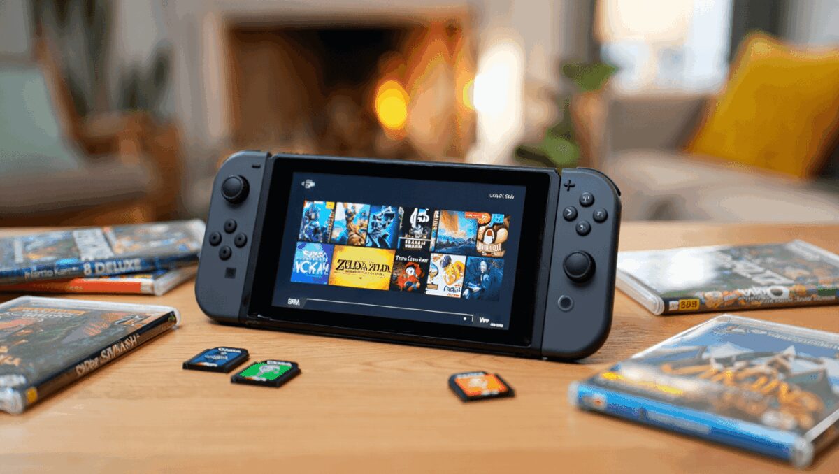 Nintendo Switch games on table