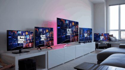 A GTA 6 screenshot on a TV.