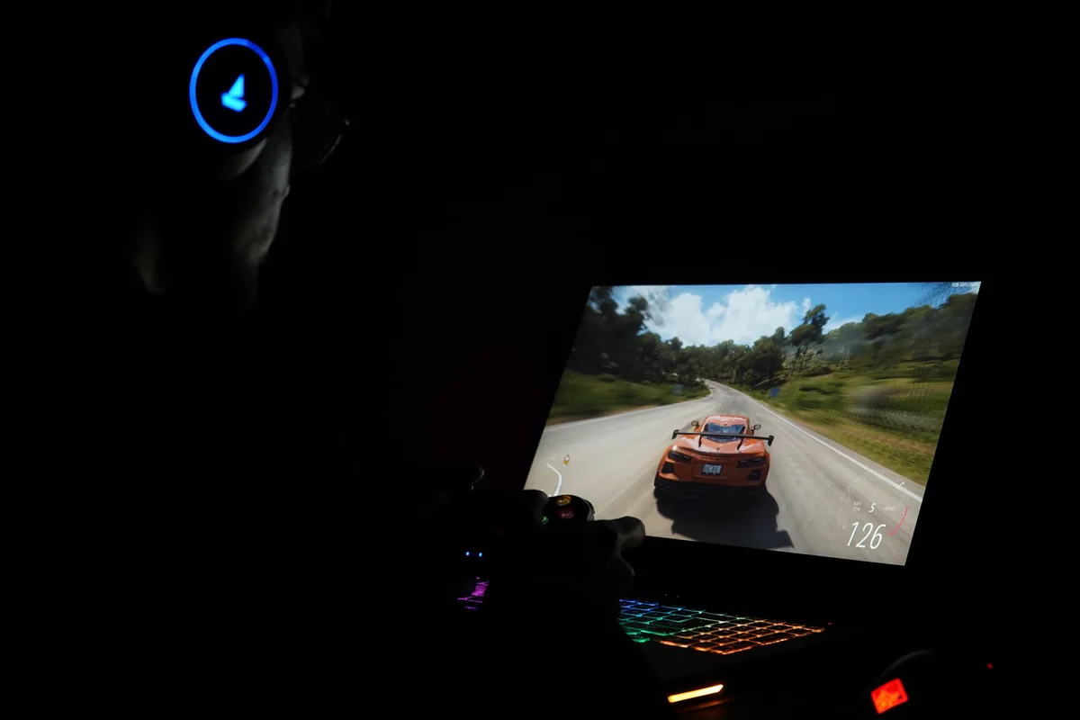 Gaming headset in use during gameplay on console or PC