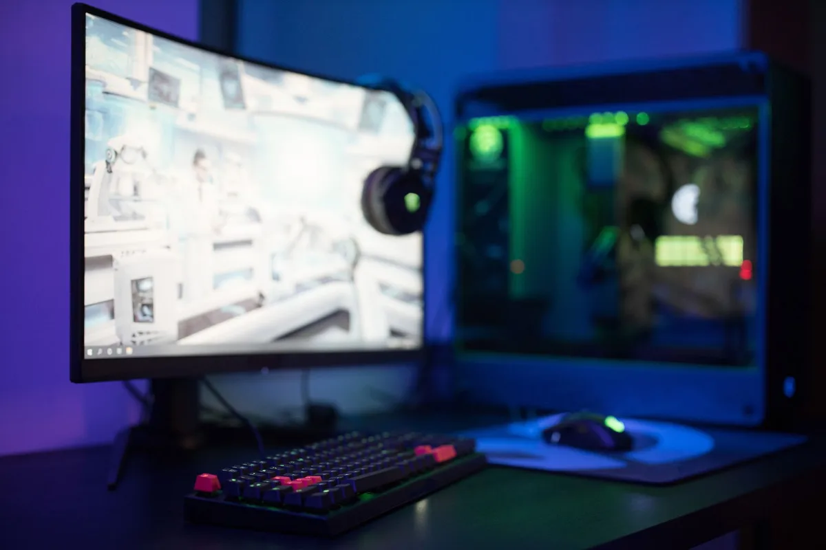 Close-up of fast-moving game action displayed on a high-refresh-rate gaming monitor