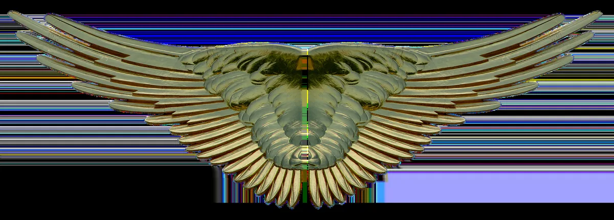 Illustration of a comic-book Angel character with large feathered wings