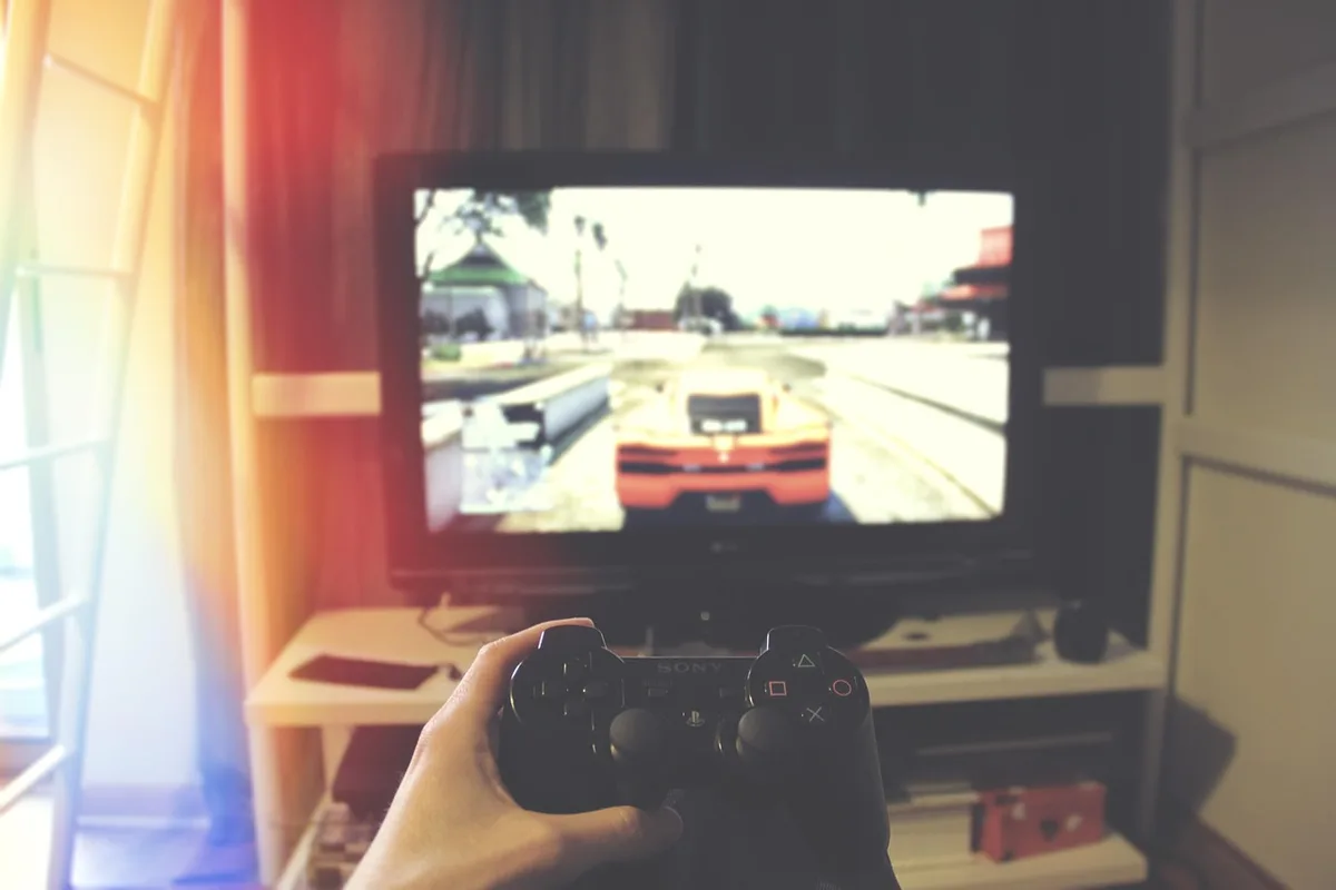 N64 game displayed on modern 4K OLED television showing pixel rendering and color depth