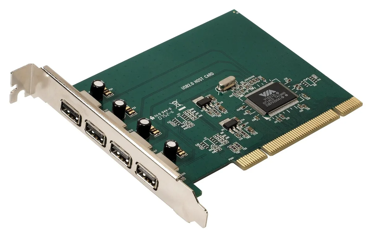 Compact USB DAC hub and controls on a desk